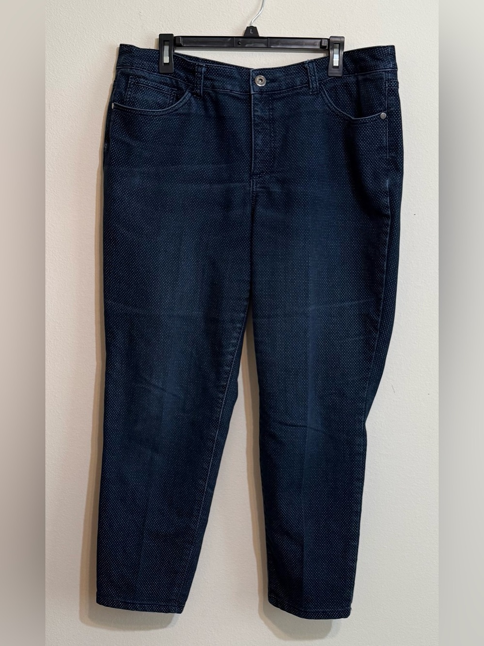 Christopher & Banks Women’s Dark Blue Slimming Polka Dots Classic Fit Jeans 14